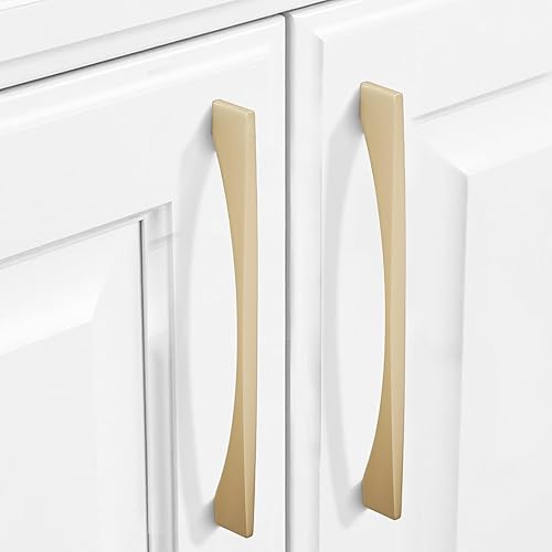 Miniatura 3 de COTYKILEY Paquete de 10 manijas de gabinete de latón cepillado de 7.5 pulgadas (7.559 in) de color dorado, tiradores de gabinete de cocina, manijas