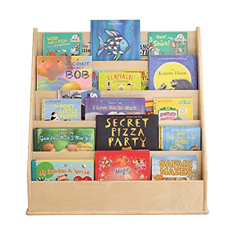 Factory Direct Partners 13132-NT Birch Book Display Stand, 5-Shelf Storage for Kid"s Books and Magazines for Bedroom, Playroom, Daycare, Preschool or Classroom - Natural Cover