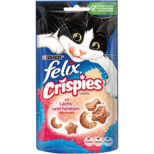 Aperitivo para Gatos Felix Crispies con proteínas, vitaminas y ácidos grasos Omega 6, 8 Unidades (8 x 45 g)