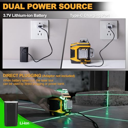 PREXISO Rechargeable 360° Self Leveling Green Laser Level with Tripod, Magnetic Base, Glasses - For Construction, Tile, Home Renovation