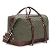 Kattee Genuine Leather Trim Canvas Travel Duffel Bag (Army Green, Large)