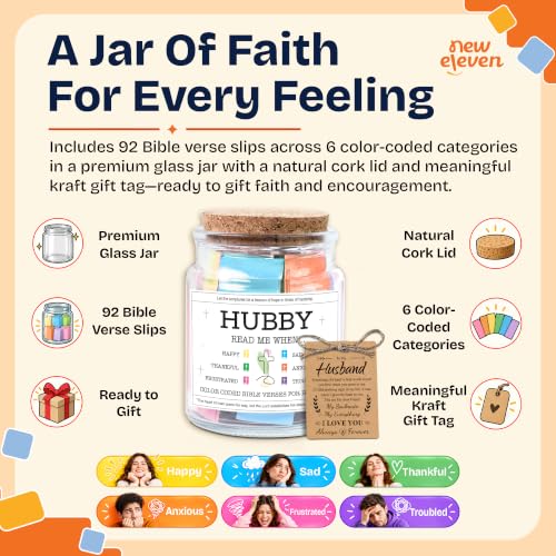 NewEleven Gifts For Husband - Christian Gifts For Him, Husbands - Birthday Gift for Husband from Wife - Meaningful Presents For Hubby From Wife, Her - Bible Verse Jar - Image 4