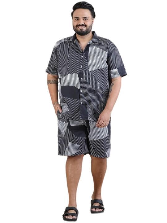 bushirt Plus Size Printed Short Sleeves Shirt & Shorts Set-picture-10