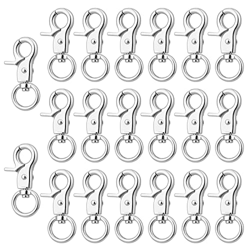 Image of GORGECRAFT 20Pcs Trigger Snap Hooks 360 Degree Swivel Lobster Clasps Clips Silver Heavy Duty Alloy Snaps Hook for Pet Cages Chains Keychain Lanyard Carabiner DIY Jewellery Making Crafts Findings