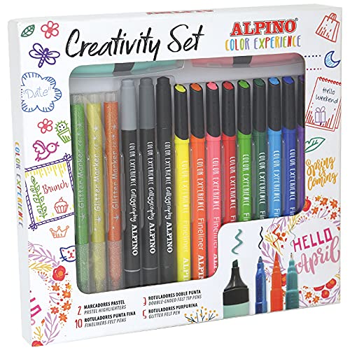 Alpino Color Experience Set Creativity |Kit Bullet Journal | Kit Lettering Y Caligrafía Y Bocetos | Kit Para Decoración De Agendas Y Diarios | Set Escritura Creativa