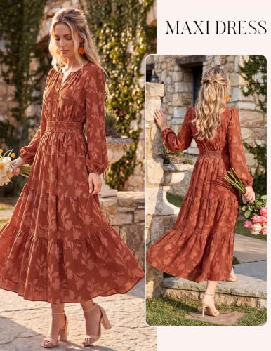 Kate Kasin Womens Long Sleeve Maxi Fall Wedding Guest Dresses with Pockets - Image 4