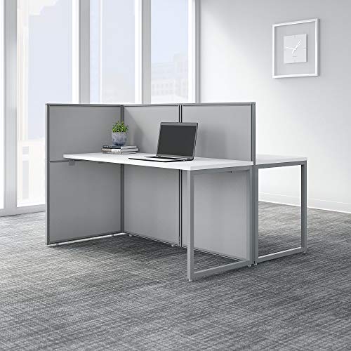 Bush Business Furniture Cubicle Desk With Privacy Panels | Easy Office Collection Two Person Table Workstation, 60W X 45H, Pure White #TOP1