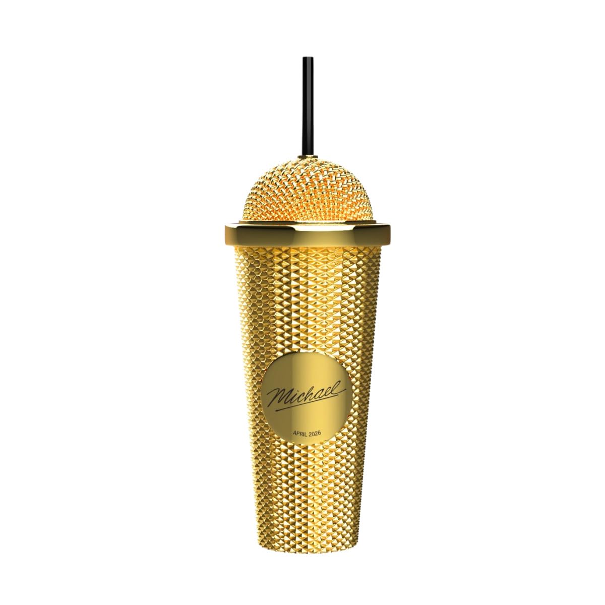 Movie Inspired Microphone Tumbler, Plastic Travel Mug, Double Wall Insulated Cup with Lid, Reusable Insulated Tumblers for Office, Party, Camping, Gift for Music Fans (Gold) โ image 1