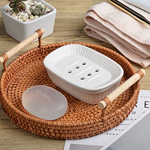 Soap Dish, White Ceramic Double Layer Soap Holder, Bar Soap Holder With Drain, Self Draining Soap Dish For Bathroom Shower Kitchen Sink, Easy To Clean Keeps Soap Dry, Antis's Home #TOP7