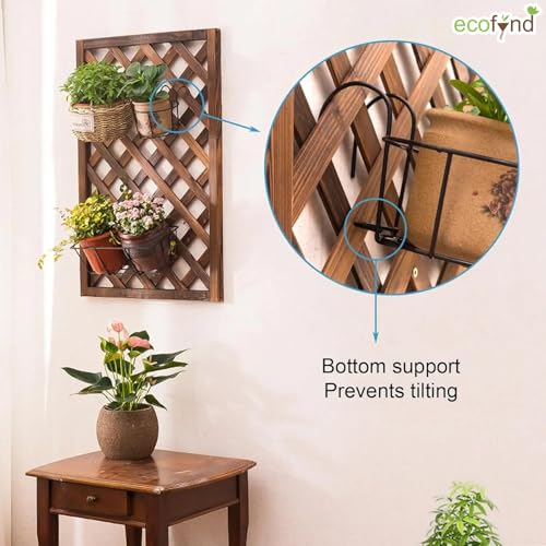 Image of ecofynd 5 Pack Round Metal Hanging Flower Pot Stand For Railing planters, Gamla stand Pot Holder for Balcony decoration items outdoor, Plant stands for balcony, Flower pot stand indoor (Black, PS028)