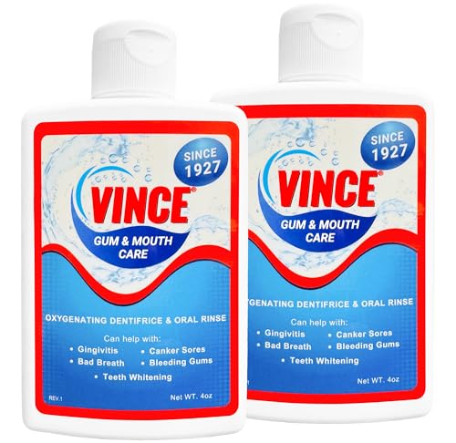 Vince Gum & Mouth Toothpaste Powder - Dentifrice & Mouthwash - Cavities - Gingivitis - Irritated, Bleeding & Receding Gums - Canker Sore - Bad Breath - Inflammation - Tonsil Stones - 4oz (Pack of 2)