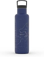 Vista 62 de Well Told Botella de agua aislada con mapa de Washington DC grabado, botella de acero inoxidable grabada (21 onzas, blanco) botella aislada de mapa