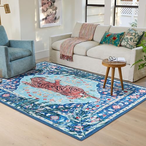 CILEPMID 4x6 FT Leopard Rug for Living Room Vintage Animal