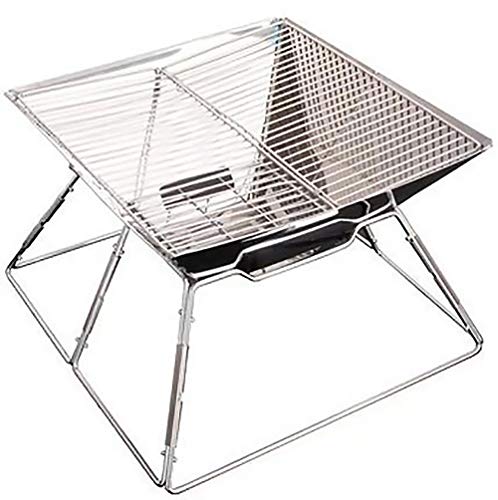 QJJML Notebook Folding Grill - Portable Picnic Grill With Chromed Cooking Grid (Silver),41.5×41.5×41.5CM