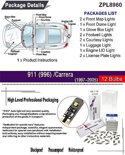 KIT 12 Lámparas LED Interiores ZIYOLIGHT para Porsche 911 996 miniatura 2