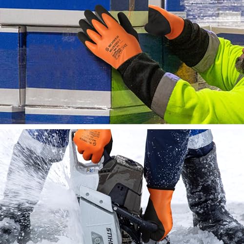 Image of Schwer 2 Pairs 100% Waterproof Gloves for Men and Women, Winter Work Gloves Double Coated for Outdoor Cold Weather Keep Hands Warm at -58?, Freezer, Shoveling Snow, Ice Fishing, Large