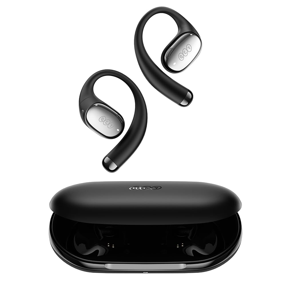 QCY Crossky R70 Open Ear Headphones Wireless with 52H Playtime, Hi-Res Audio & LDAC, Deep Bass, Bluetooth 6.0 Earhook Earbuds, Wireless Charging,