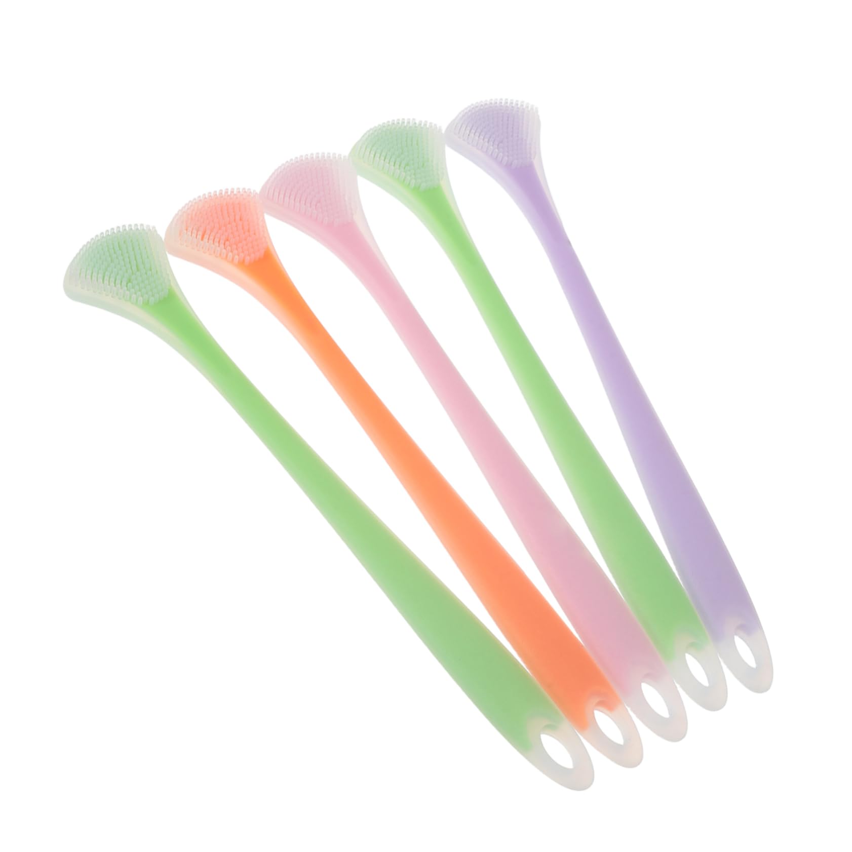 IWOWHERO 5Pcs Silicone Dual Head Brush Oral for Adults Travel Friendly Design Gentle Reusable Scraper for Fresh Breath the Go