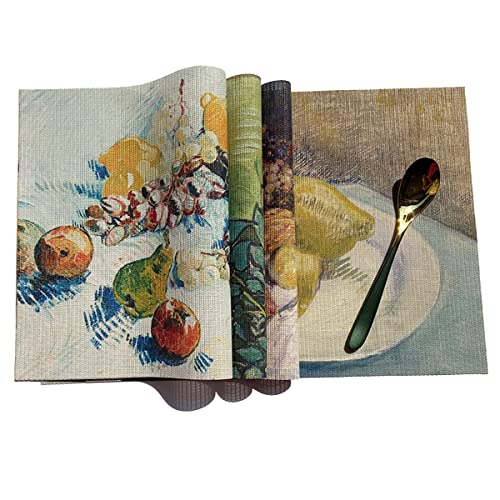 rutschfest Tischsets, 4er Set Platzsets Abwaschbar, PVC Abgrifffeste Hitzebeständig Platzdeckchen, Schmutzabweisend Platz-Matten für Küche Speisetisch Hause und Hotel - 45 x 30 cm Cover
