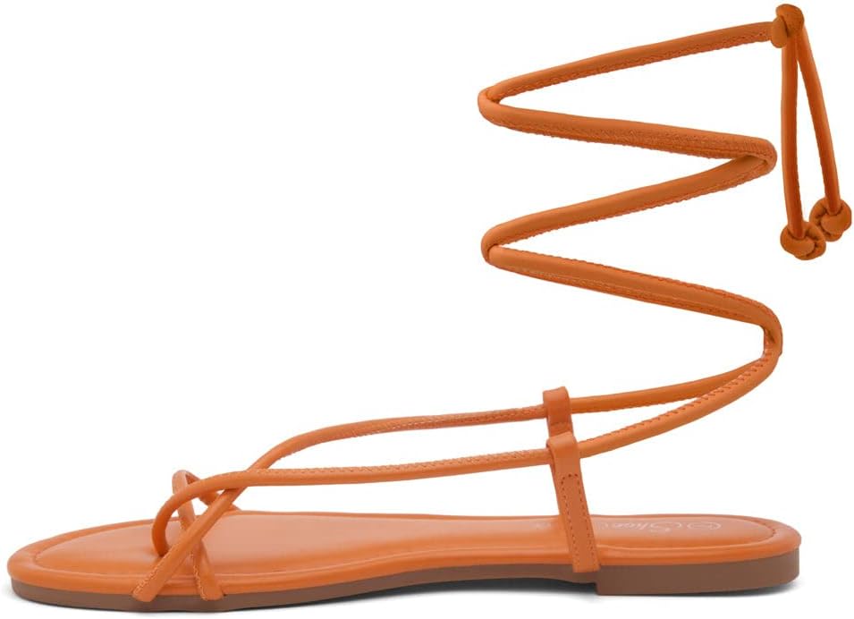Shoe Land Women’s Flat Sandals – Comfortable Lace-Up Gladiator Sandals with Adjustable Ankle Wrap | Strappy Crisscross Open Toe Tie-Up Shoes for Summer, Beach & Travel - Image 3