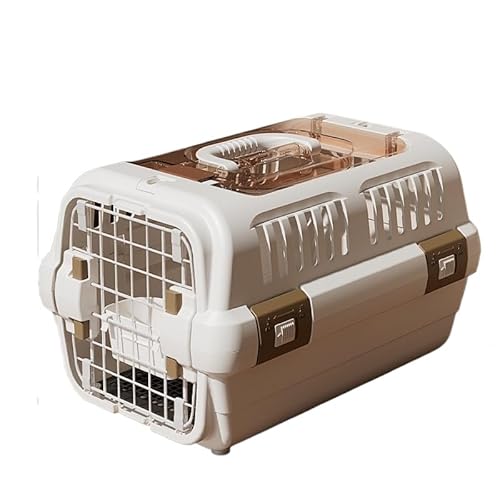 Mizoki ペット用航空箱 便携猫ケージ 犬ケージ 車載用 外出時キャリー 天窓付き 通気性 安全ロック 15kg未満の小型ペット用