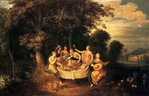 Poster Les cinq sens Frans le jeune Francken toile 50x70 cm