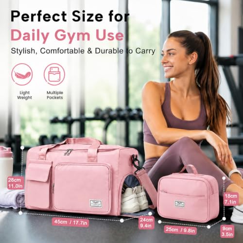 Image of FIORETTO Women's Gym Duffle Bag with Shoes Compartment, 30L Capacity, Ideal for Travel, Gym, Sports, Duffel, Weekender