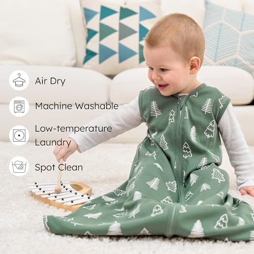 Image of Baby Sleep Sack 18-24 months, 100% Cotton Sleeping Sack for Toddler, 3 Pack Baby Wearable Blanket, 0.5 Tog Lightweight Double Zipper Sleep Bag XLarge Brown Green Lion