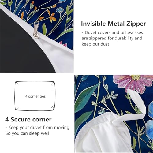 Ensemble literie microfibre bleu royal et motif papillons - 8