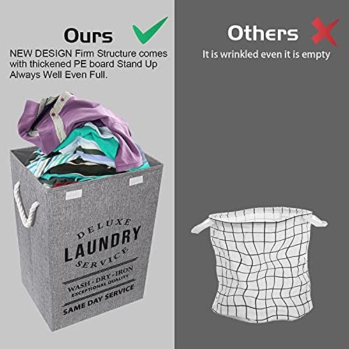 U Trip Laundry Basket with Lid, Upgrade Sturdy 85L Large Laundry Hamper - Waterproof Stylish Foldable Laundry Baskets for Storage Clothes Toys(Light Grey)
