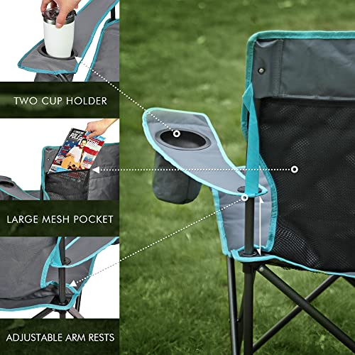 Villey Double Camping Chair, Extra Wide Loveseat, Heavy Duty Padded Camping Couch, Portable Folding Camp Chair W/Carry Bag, Steel Frame, Cup Holders For Camping Lawn Picnic Sports, Supports 500 Lbs #TOP4