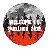 Welcome to Another Side Brooch Badge Pin, 5.8x5.8cm/2.28x2.28in Round Creepy Theme Apparel Pin for Family Friends Halloween & Theme Party Favor Decorations Accessories
