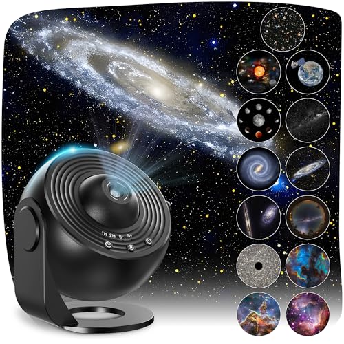 Mexllex Proyector de cielo estrellado Planetarium, 13 discos planetarios, proyector galaxia, cielo estrellado para dormitorio, proyector LED de cielo estrellado para niños