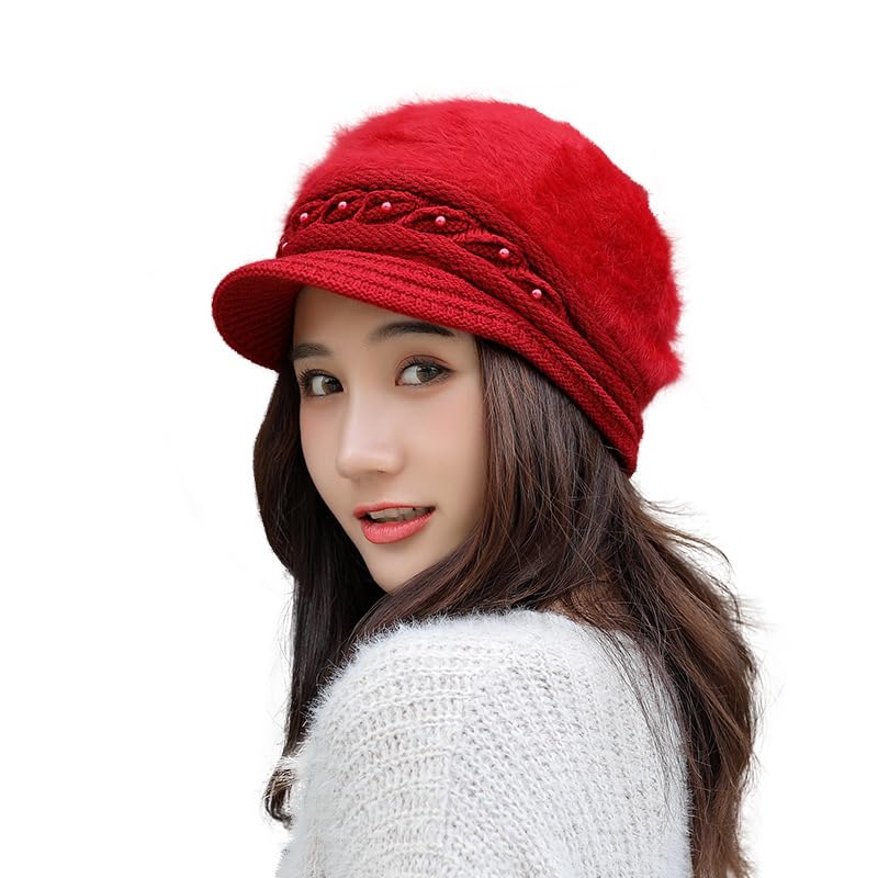 Buy Song Ting Red Winter Cap Woolen Knitted Hat (Fur Inside) Women