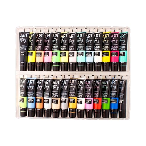 Image of Itsy Bitsy Multi Style Acrylic Paint Set 52 Colors x 15ml Each Box | Premium Artist Paints for Canvas Wood Fabric Glass | Non-Toxic Water-Based Colors for Beginners Students & Professionals