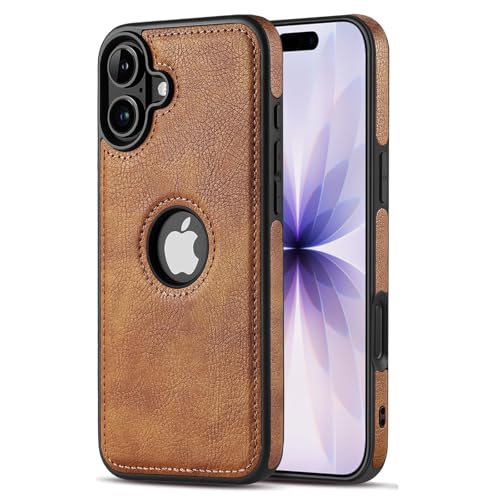 AIOVETEAB Hülle für iPhone 17 Premium PU Leder Anti-Rutsch Anti-Kratzer Stoßfest Vollständige Schutzhülle Handyhüllen Case Cover Braun