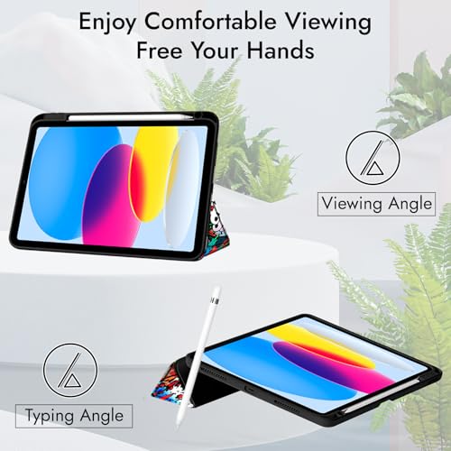 Image of Robustrion Cover for iPad 11th (A16) / 10th Generation Cover Case (2025 /2022) [Pencil Holder] (Right Side) [Auto Sleep Wake], Trifold Flip Stand Case for iPad 10th Gen / 11th Generation - Hippy