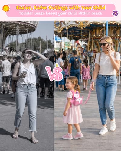 Image of Dr.meter 3 in 1 Toddler Harness Leash with Key Lock for Girls Cute Unicorn | Kids Safety Harness Tether + 8.2ft Anti Lost Wrist Link Child Protective Leashes While Walking Keep Kids Close