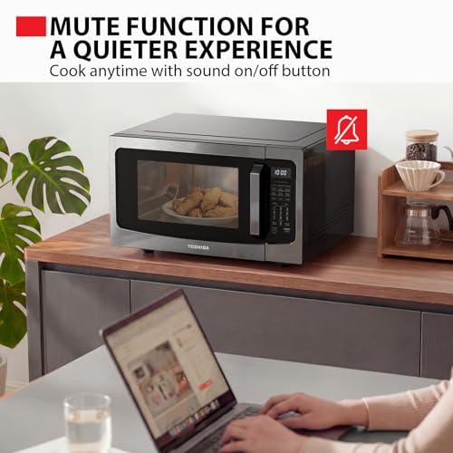 Image of TOSHIBA 4-in-1 Countertop Microwave Oven with Air Fryer, 1.5 Cu.Ft, 1000W | Smart Sensor, Convection, Mute Function, Position Memory Turntable, for Home Kitchen, Black Stainless Steel