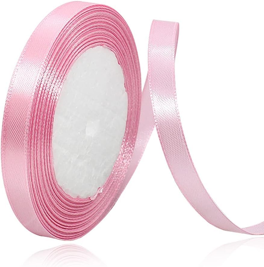 Share the love 12mm Satin Ribbon - 25 Yards Length - Light Pink - Smooth & Shiny Crafting Ribbon for Gift Wrapping Decorations DIY & Sewing