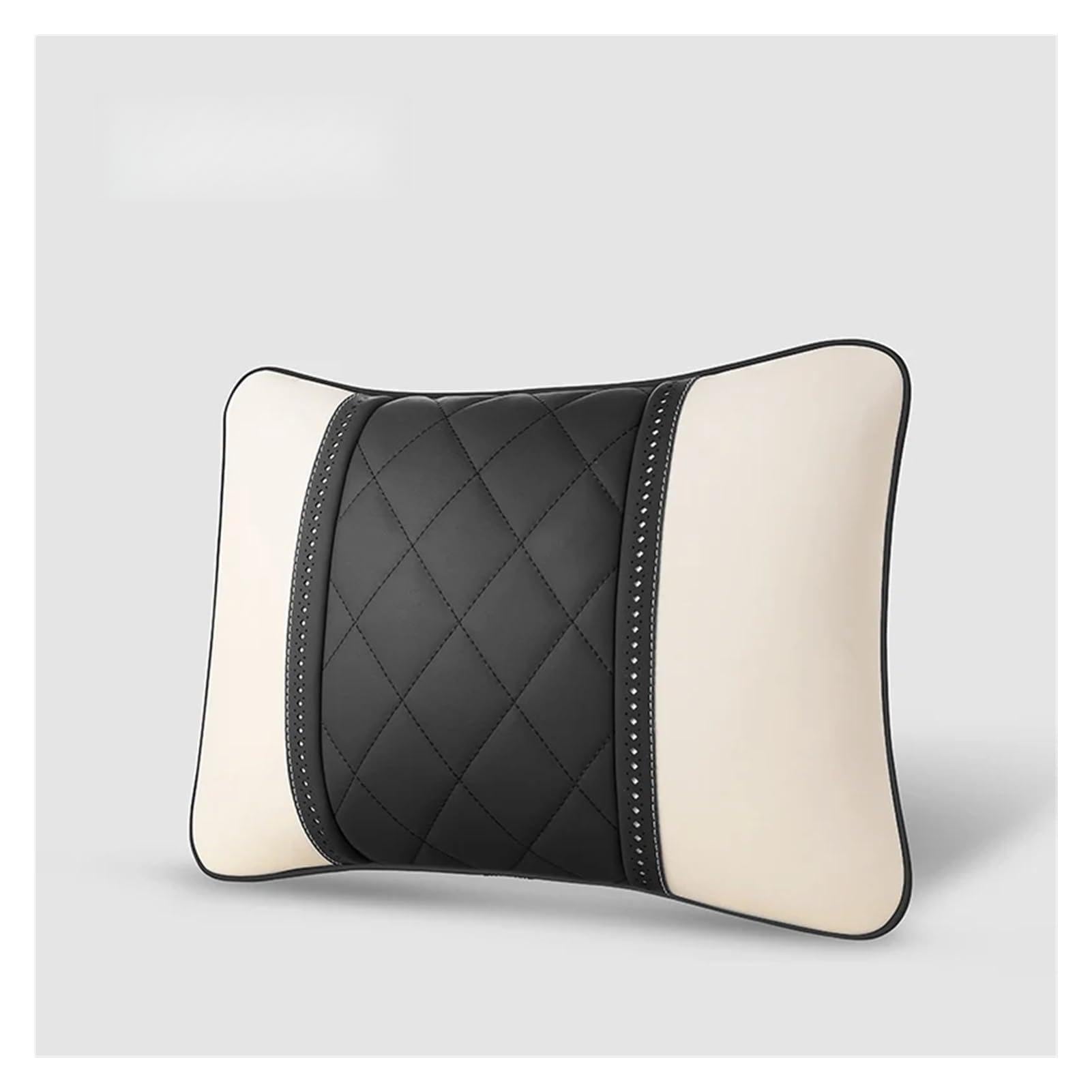 Hviyroi car seat cushion Car Seat Lumbar Pillow Headrest NAPPA Leather Neck Rest Luxury Accessories(Beige Black)