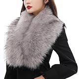 YXCFEWD Damen Pelzkragen Schals Kalter Pelz Schal für Frauen Halswärmer Winter (grau)