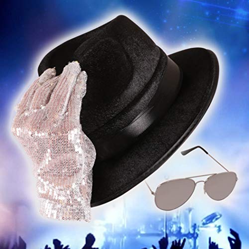 Narwhal Novelties Pop Star Hat, Glasses & Sequin Glove Costume Accessory Set; Fits Kids & Adults