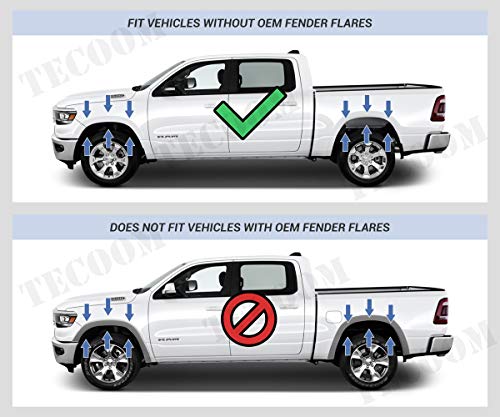 Image of Tecoom Mud Flaps Splash Guards Compatible with 2019-2023 Dodge Ram 1500 | Not for Classic Models, without OEM Fender Flares, No Drill Front and Rear Car Truck Mudflaps Set of 4 ABS Molded