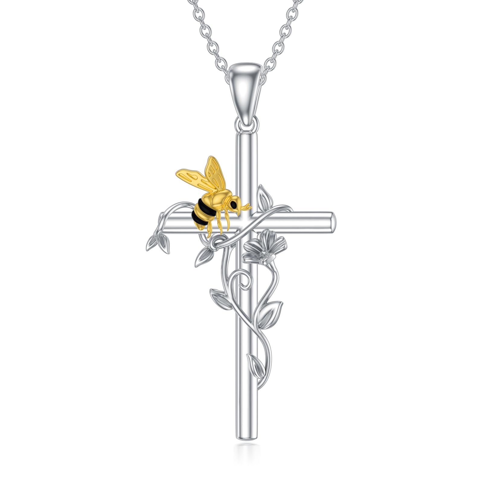 LELOUCHY Cross Necklace for Women Hummingbird/Dragonfly/Butterfly/Red Ladybug Necklace 925 Sterling Silver Cross Pendant Necklace Christian Jewelry
