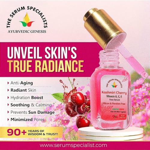 Image of Kashmiri Cherry Vitamin A, C, E - Brightening & Anti-Aging | Infused with Kashmiri Cherry Extract | Restores Luminosity & Fights Signs of Aging | For All Skin Types | 20ml