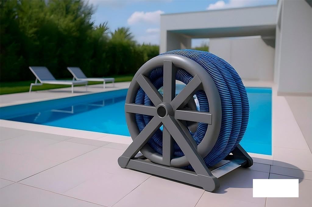 Cofan Enrouleur de tuyau flottant pour piscines | Tuyau flottant avec 13 mètres de longueur | Organisation des accessoires de piscine