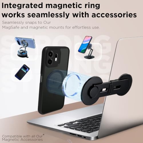 Image of RIGGEAR Shockproof Sleek Hybrid Armor Magnetic Back Cover Case Compatible with MagSafe Accessories for OnePlus N6 5G (Smoke Black Matte PC + Black TPU Bumper)