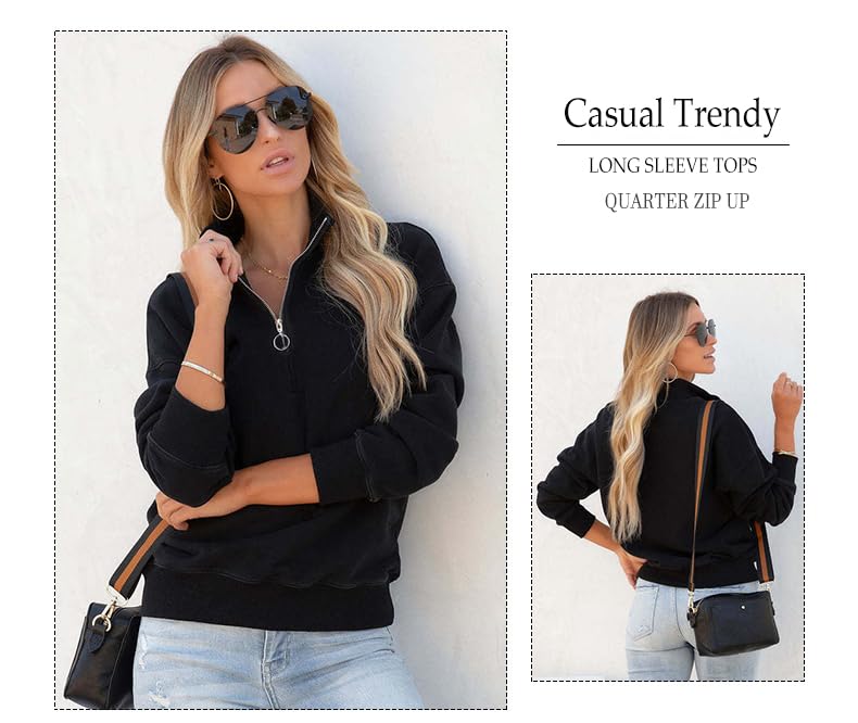 Image of NEYOUQE Womens Fall Winter Fashion Sweatshirts Quarter Zip up pullover Polo sweatshirt women casual trendy crewneck tops