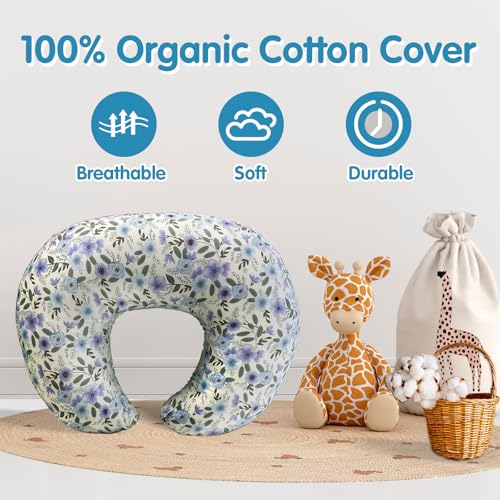 Image of x-vesolje Nursing Pillow, Breastfeeding Pillow with Removable Cover, Ergonomic Breast Feeding Pillow, Baby Feeding Support Pillow for Mom Easier Breastfeeding- Original Size /Leaves (Pack of 2)